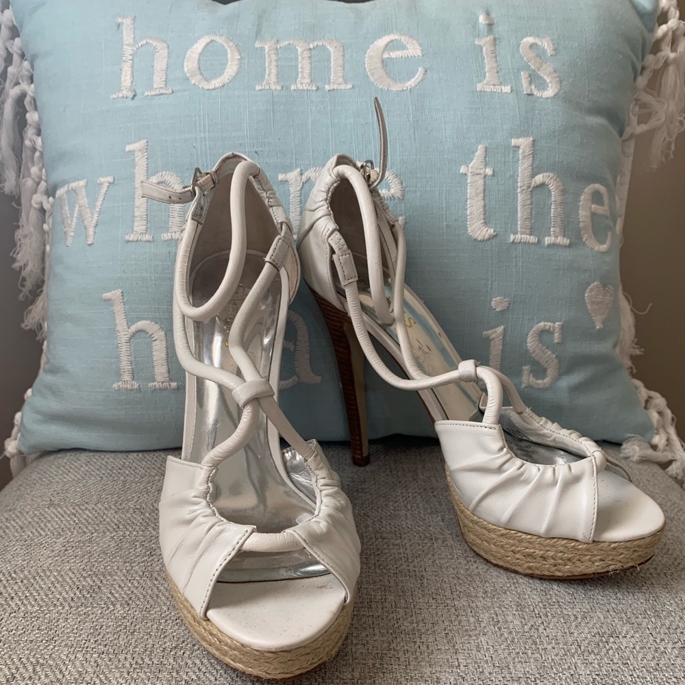 Guess White Strappy Heels